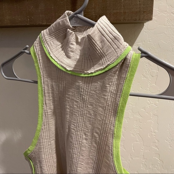 We The Free, turtle neck tank top. Size XS, tan with neon green detail, NWT• - Picture 12 of 15